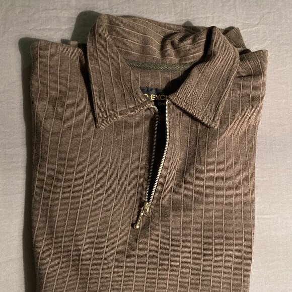 No Excess Collection Half-Zip Sweater with Subtle Pinstripes - Picture 7 of 11